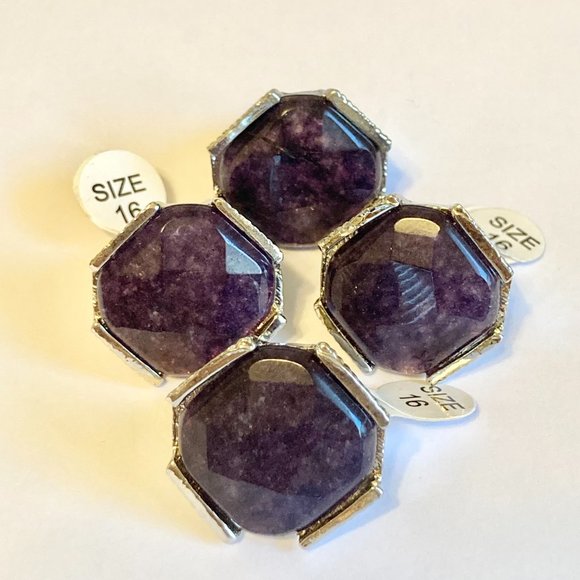 Vintage Purple Amethyst Cocktail Ring Chunky Hexagon Stone Silver Plated 5 6 - Picture 11 of 11